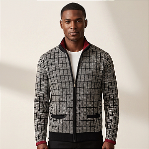 CASACO MASCULINO CUBOS EM TRICOT COM BOLSOS
