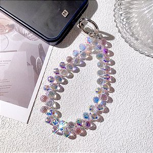 Luxuoso Cordão de Celular Curto - Gota de Água Cristal
