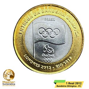 Moeda de 1 Real 2012 - Bandeira Olimpica V-600 - Flor de Cunho