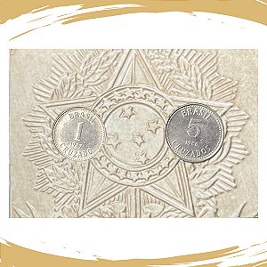 Cartela com as Moedas de 1 e 5 Cruzados 1986/1988 - Circuladas