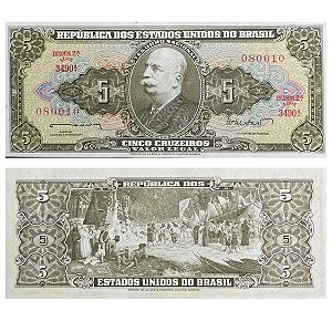 Brasil - Cédula de 5 Cruzeiros 1962 C-071 - 2ª Estampa - Série 3490 - Sob/Fe