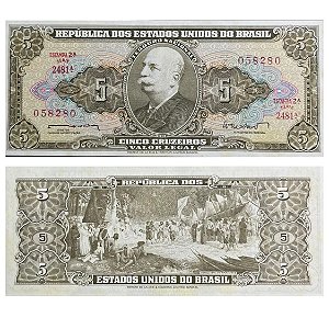 Brasil - Cédula de 5 Cruzeiros 1962 C-071 - 2ª Estampa - Série 2481 - Sob/Fe
