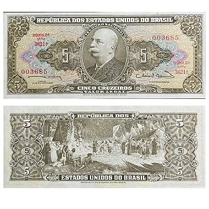 Brasil - Cédula de 5 Cruzeiros 1963 C-072 - 2ª Estampa - Série 3621 - Sob/Fe