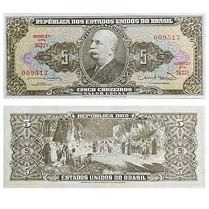 Brasil - Cédula de 5 Cruzeiros 1963 C-072 - 2ª Estampa - Série 3622 - Sob/Fe