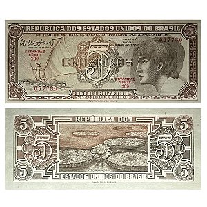 Brasil - Cédula de 5 Cruzeiros 1962 C-112 - Série 109 - 3ª Estampa - Indio - FE