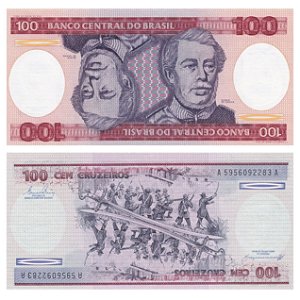 Brasil - Cédula de 100 Cruzeiros 1984 - Duque de Caxias - C-157 - Série 8155 - Flor de Estampa