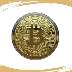Moeda Bitcoin Dourada - Fundo em alto relevo - FC