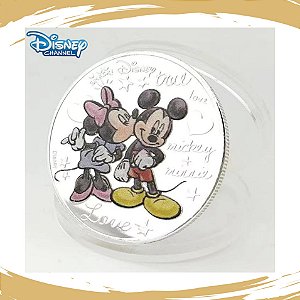 Moeda Disney Mickey & Minnie - Prateada - 40mm - FC