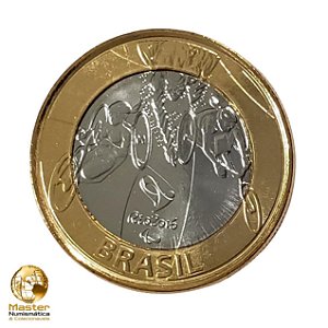 Moeda 1 Real 2014 Paratliatlo - V-610 - Olimpiadas Rio 2016 - Flor de Cunho