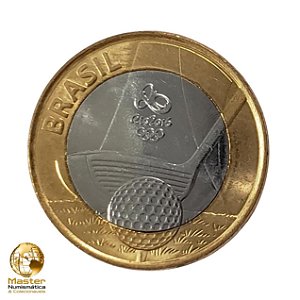 Moeda 1 Real 2014 Golfe - V-609 - Olimpiadas Rio 2016 - Flor de Cunho