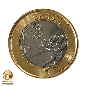 Moeda 1 Real 2015 Rugby - V-614 - Olimpiadas Rio 2016 - Flor de Cunho