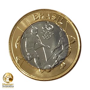 Moeda 1 Real 2015 Futebol - V-615 - Olimpiadas Rio 2016 - Flor de Cunho