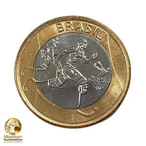 Moeda 1 Real 2015 Atletismo Paralimpico - V-617 - Olimpiadas Rio 2016 - Flor de Cunho