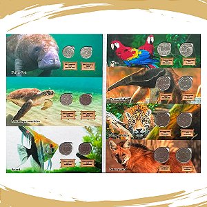 Álbum de Moedas da FAUNA BRASILEIRA completo - 14 Moedas - Circuladas