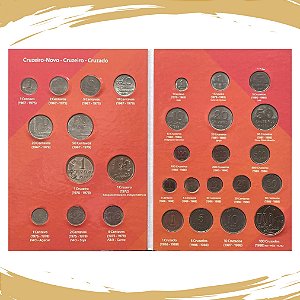 Album Compacto Moedas Brasileiras Vol 3 - Cruzeiro ao Cruzado Novo 1967 a 1988 - Circuladas