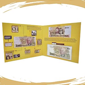 Folder com cédula de 1000 Cruzeiros C-217/1990 - Cândido Rondon - Flor de Estampa