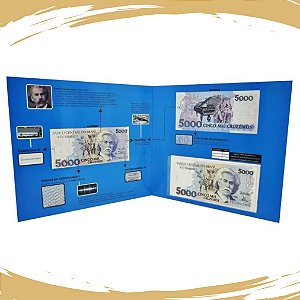 Folder com cédula de 5000 Cruzeiros C-221/1993 - Carlos Gomes - Flor de Estampa