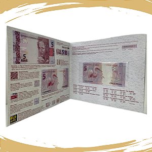 Folder com a Cédula de 5 Reais - 2º Familia C-343/2017 - Série EA - Flor de Estampa