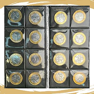 Álbum almofadado com as 16 Moedas das Olimpiadas (sem Bandeira) - Soberbas