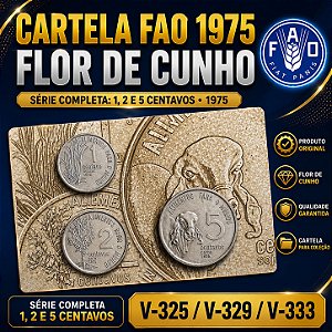 Promoção - Cartela com as Moedas da Série FAO 1975 - Flor de Cunho