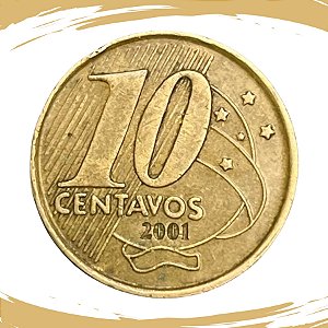 Moeda de 10 Centavos 2001 - RARA - V-494 - Circulada