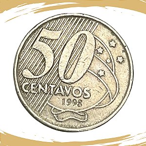 Moeda de 50 Centavos 1998 - Cuproniquel  - RARA - V-545 - Circulada