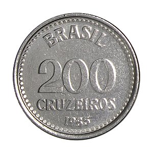 Moeda de 200 Cruzeiros 1985 - V-376 - Aço Inox - Flor de Cunho