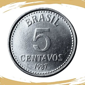 Moeda de 5 Centavos 1987 - V-384 - Aço Inox - RARA - Flor de Cunho