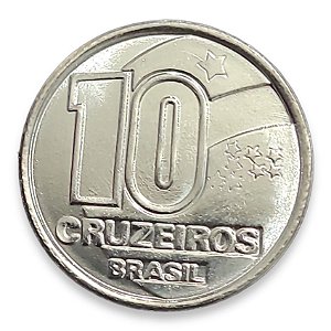 Moeda de 10 Cruzeiros 1992 - V-419 - Aço Inox - Seringueiro/RARA - Flor de Cunho