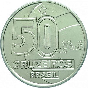 Moeda de 50 Cruzeiros 1990 - V-420 - Aço Inox - Baiana/RARA - Flor de Cunho