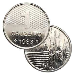 Moeda de 1 Cruzeiro 1983 V-346 - Aço Inox - Rara - Flor de Cunho