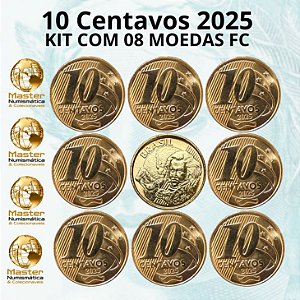 Lançamento - Kit com 8 Moedas de 10 Centavos 2025 - Flor de Cunho
