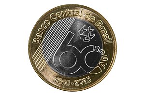 Lançamento - Moeda de 1 Real 2025 - 60 Anos do Banco Central - Flor de Cunho