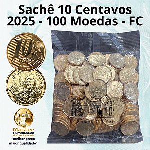 Lançamento - Sachê Lacrado 10 Centavos 2025 - V-518 - 100 Moedas FC