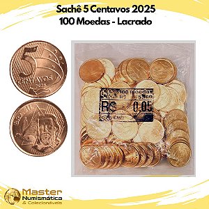 Lançamento - Sachê Lacrado 5 Centavos 2025 - V-491 - 100 Moedas FC