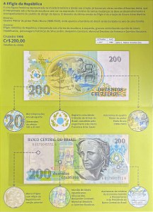 Promoção - Folder para a Cédulas C-215 - 200 Cruzeiros 1990 - Efigie da Republica