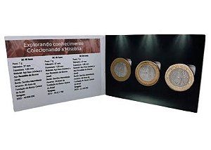 Cartela com Trio de Moedas Comemorativas - 40 - 50 e 60 anos do Banco Central