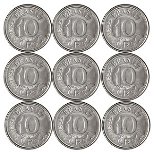 Promoção - 09 Moedas de 10 Cruzeiros Reais 1993 Tamanduá - V-432 - Sob/FC