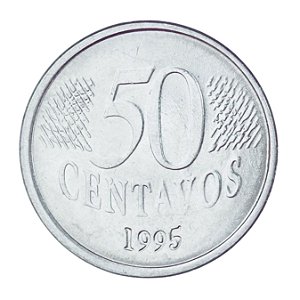Moeda de 50 Centavos 1995 - V-453 - Circulada - Aço Inoxidavel - 23.0mm - 3.92g