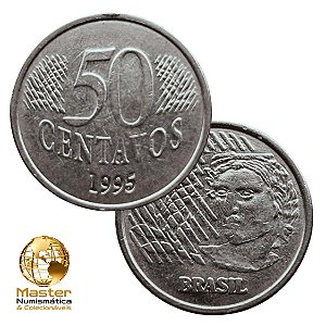 Moeda de 50 Centavos 1995 - V-453 - Circulada - Aço Inoxidavel - 23.0mm - 3.92g