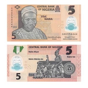 Nigéria - Cédula de 5 Naira 2022 - P-38m - Polímero - Flor de Estampa