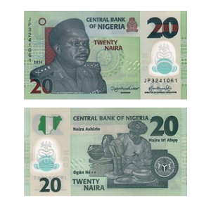 Nigéria - Cédula de 20 Naira 2024 - P-34s - Polímero - Flor de Estampa