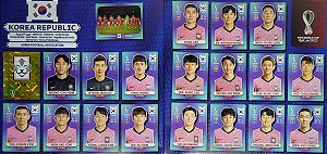 Seleção da Coréia do Sul Completa - KOR1 a KOR20 - 20 Figurinhas - Grupo H - Copa do Qatar 2022 - Original Panini