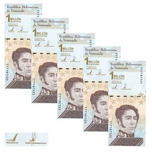 Venezuela - 5 Cédulas de 1 Milhão de Bolivares Soberanos 2020 - P-114a - Sequência - FE