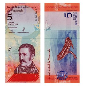 Venezuela - Cédula de 5 Bolivares Soberanos 2018 - P-102a - Jose Felix Ribas - FE
