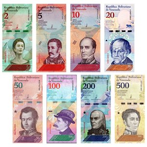 Venezuela - Set com 8 Cédulas - 2 a 500 Bolivares Soberanos 2018 - P-101 a P-108 - Flor de Estampa