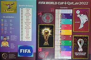 Figurinhas Extras 00 a FW7 - Copa do Qatar 2022 - Logos Panini e Fifa, Logo da Copa, Mascote da Copa, Taça da Copa - 8 Figurinhas - Original Panini