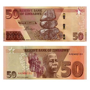 Zimbabwe - Cédula de 50 Dollars 2020 - P-105a - Hibrida - FE