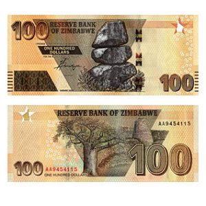 Zimbabwe - Cédula de 100 Dollars 2020 - P-106a - Hibrida - FE