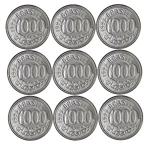 Promoção - 9 Moedas de 1000 Cruzeiros 1993 - V-428 - Acará - Aço Inox - Sob/FC